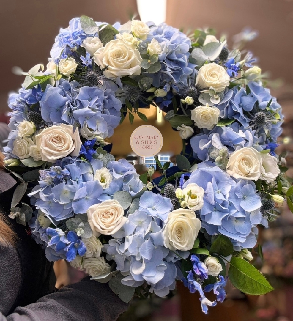 Hydrangea and Rose wreath