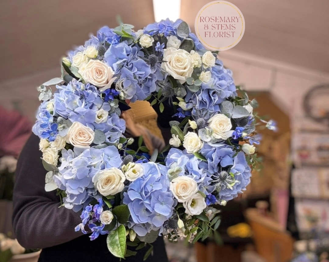 Hydrangea and Rose wreath
