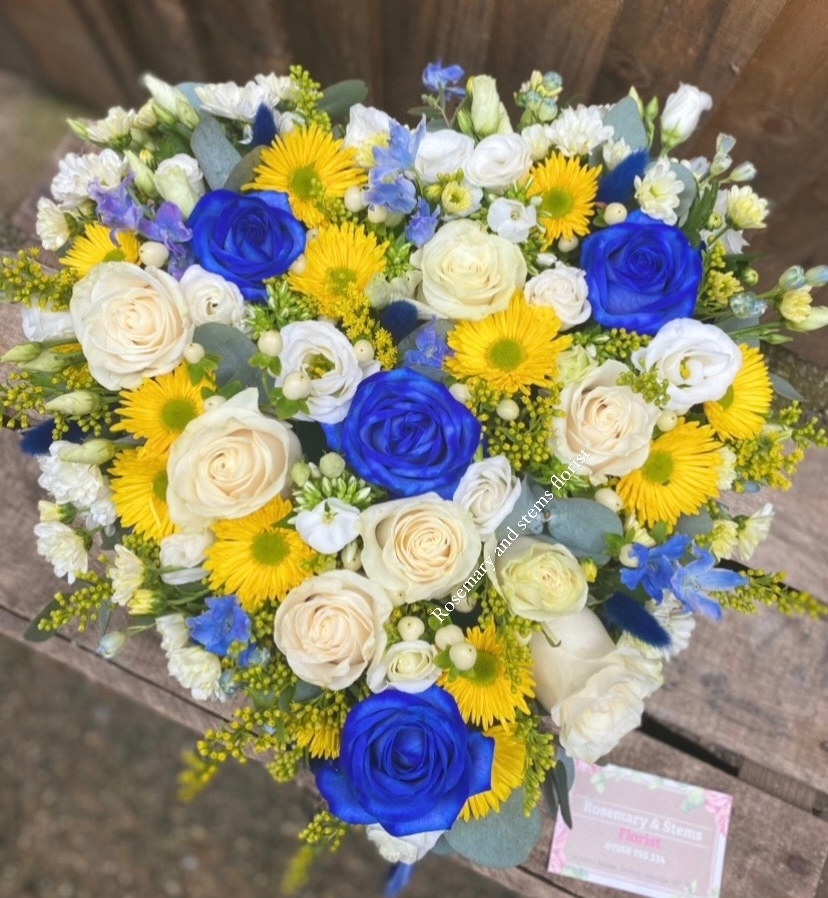 Blue and yellow heart tribute