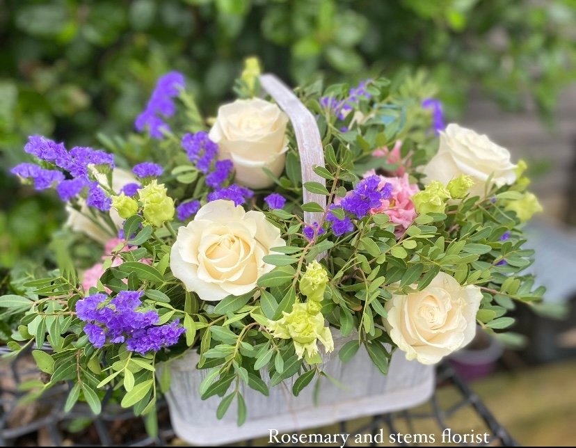 Lilac and white basket